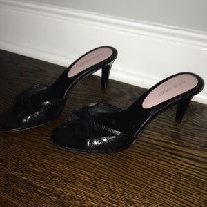 Black slide on Nine West sandals 3.5 inch heels